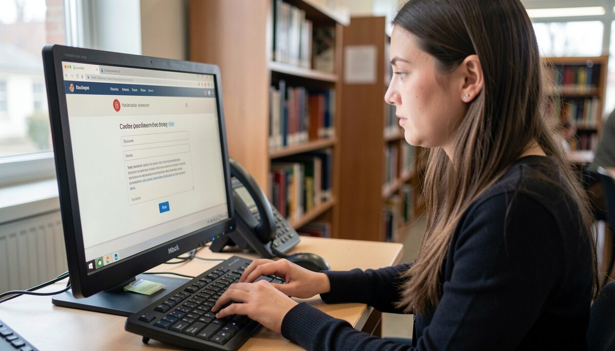 A resident submits public comment on a utility case from a library computer.
